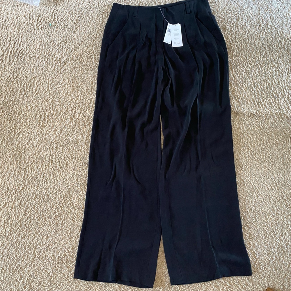 NWT Eileen Fisher Silk Georgette Crepe Pleated Pant - Picture 4 of 9